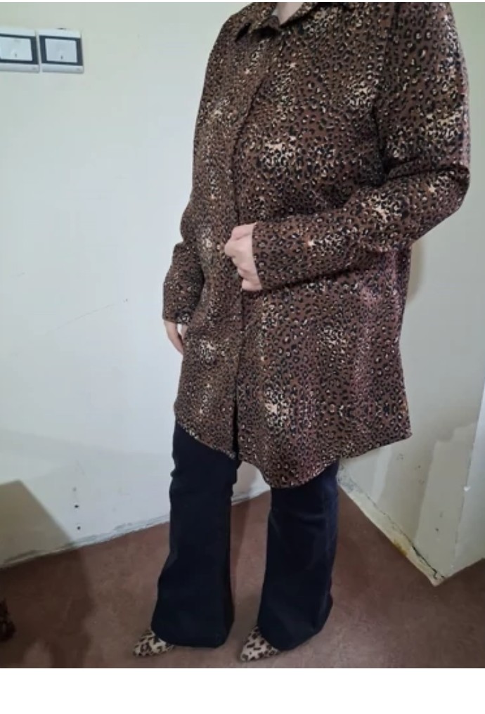 تونیک زنانه جلو دکمه پلنگی مدل صحرا